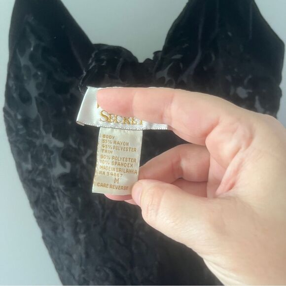 Vintage 90s Victoria's Secret Black Burnout Velvet Sleep Dress Size Medium - Picture 7 of 8